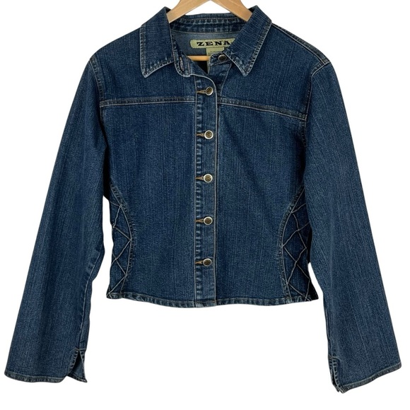 Vintage Zena Women's Blue Denim Jacket Size Large - Picture 1 of 10
